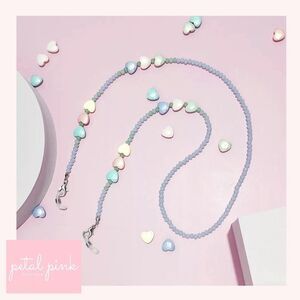 Handmade Crystal Bead and Pearlescent Pastel Hearts Mask / Sunglasses Ch…